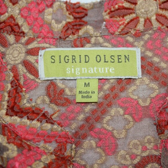 Sigrid Olsen Signature Womens Structured Button Down Overshirt Sz Med NWT Sheer - Picture 3 of 8